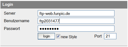 Anmeldung www2ftp